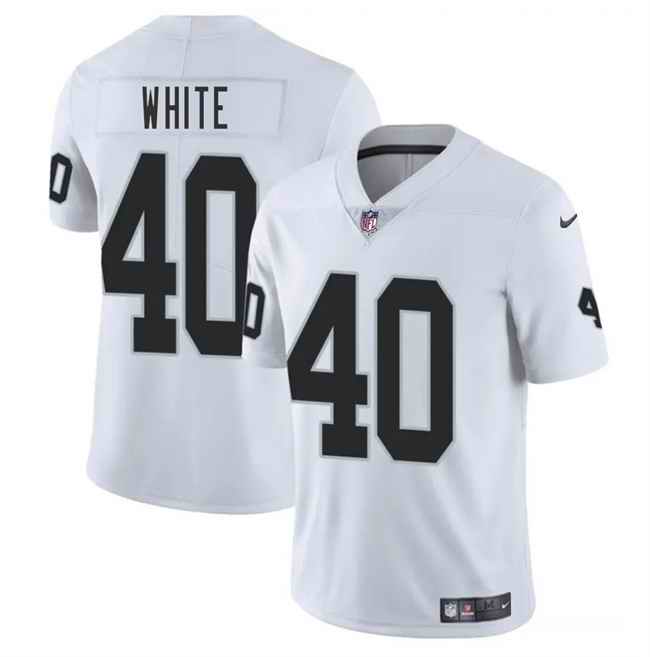 Men's Las Vegas Raiders #40 Devin White White 2025 Vapor Stitched Football Jersey